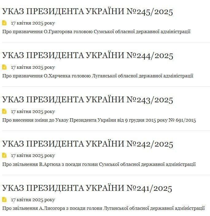 Зеленський звільнив Артюха з посади голови ОВА після удару РФ по Сумах: подробиці кадрових рішень президента