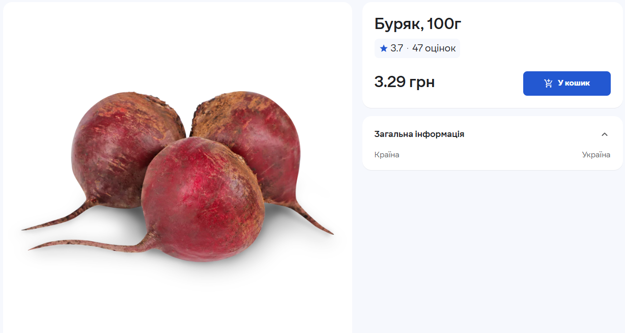 Цены на свеклу в "Сильпо"