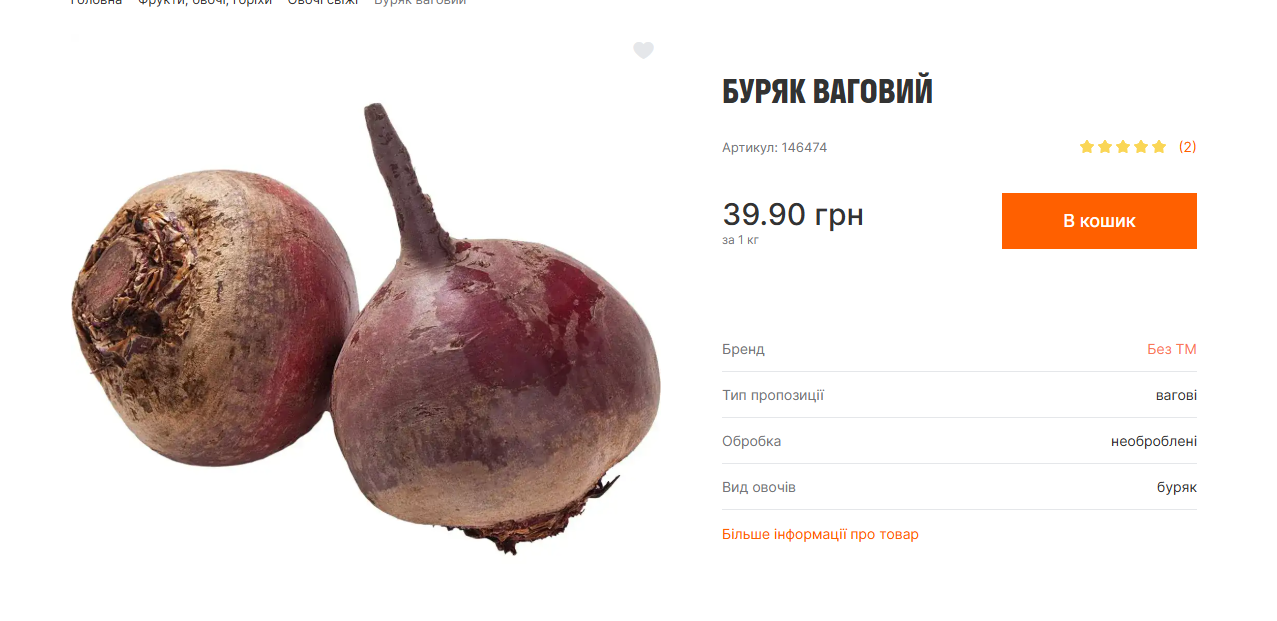Цены на свеклу в Varus.