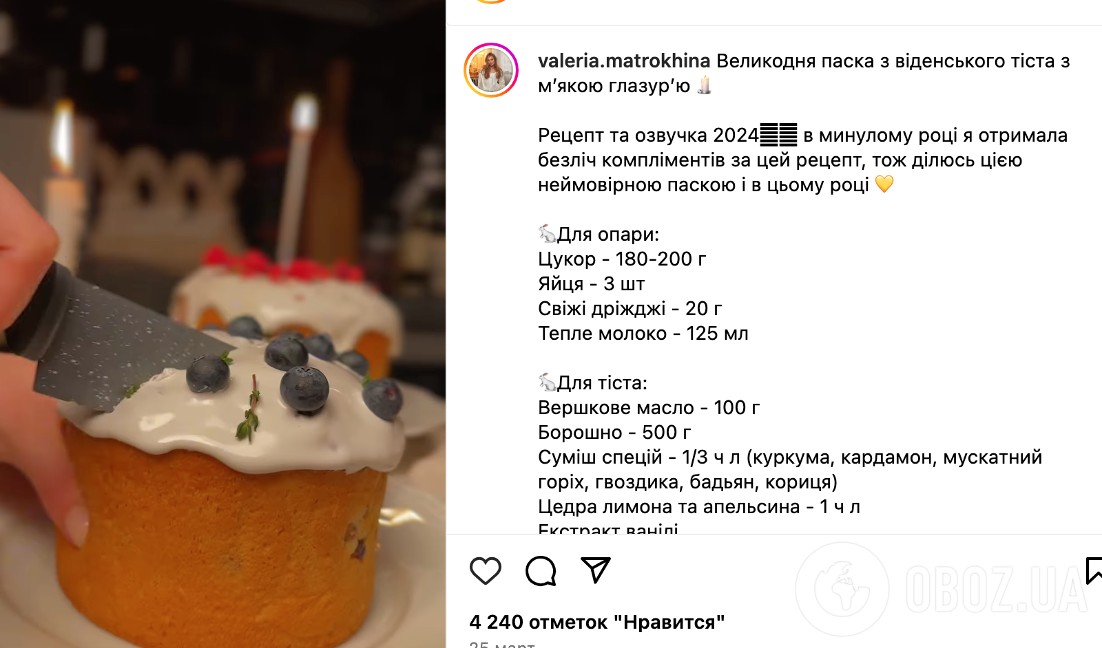 Рецепт паски