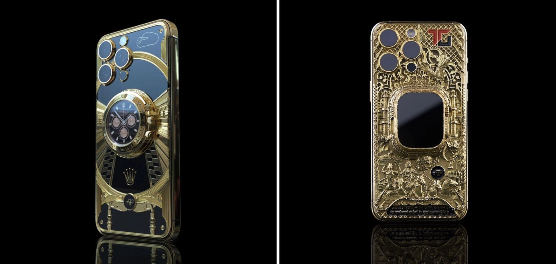 iPhone Daytona Supreme (зліва) та iPhone Solid Gold TG Watchaphone Edition 18k (зправа).