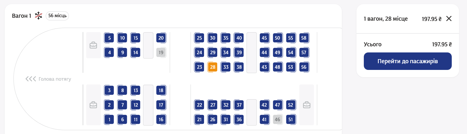 На рейс из Черновцов билеты продают в вагоны 1 и 2 классов