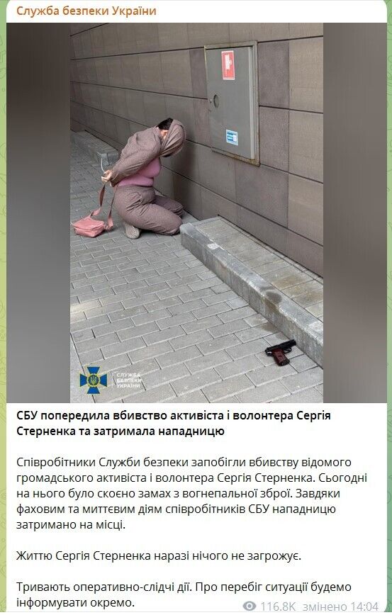 "Куля пройшла навиліт": на Стерненка скоїли замах, його прооперували, нападницю затримала СБУ. Фото