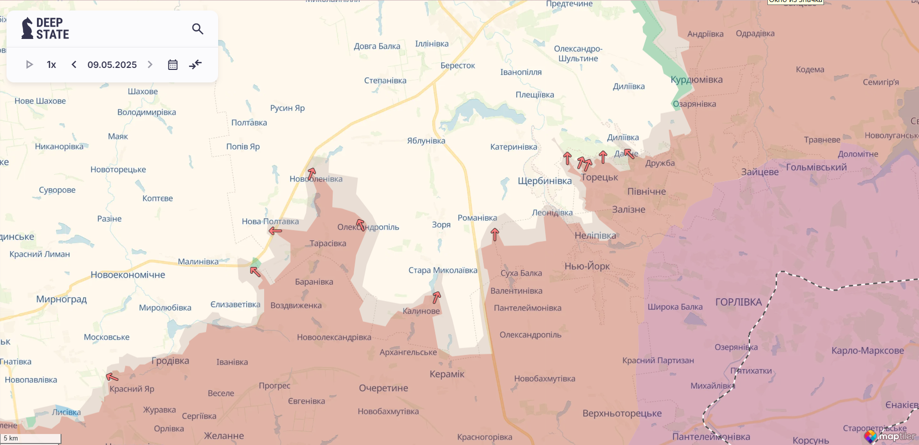 Ворожі сили просунулися біля трьох населених пунктів у Донеччині. Карта DeepState