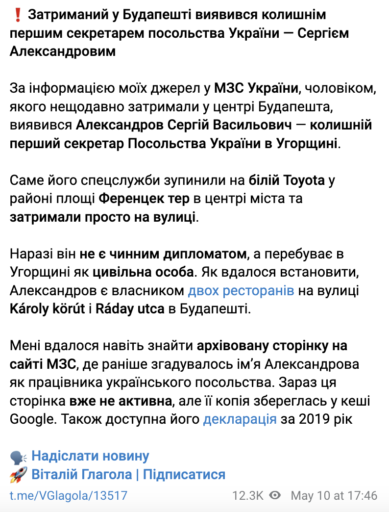 У Будапешті затримали українського ексдипломата: в МЗС заявили про антиукраїнську істерію і полювання на відьом