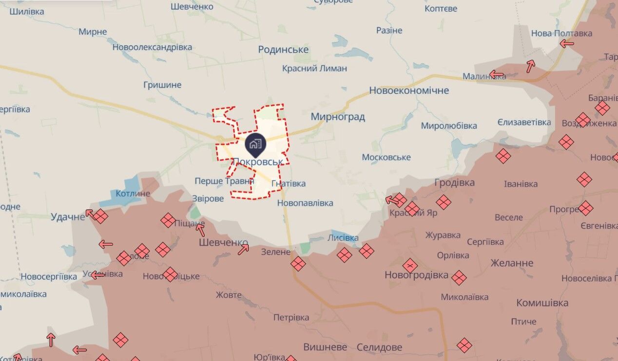 Покровское направление карте боевых действий