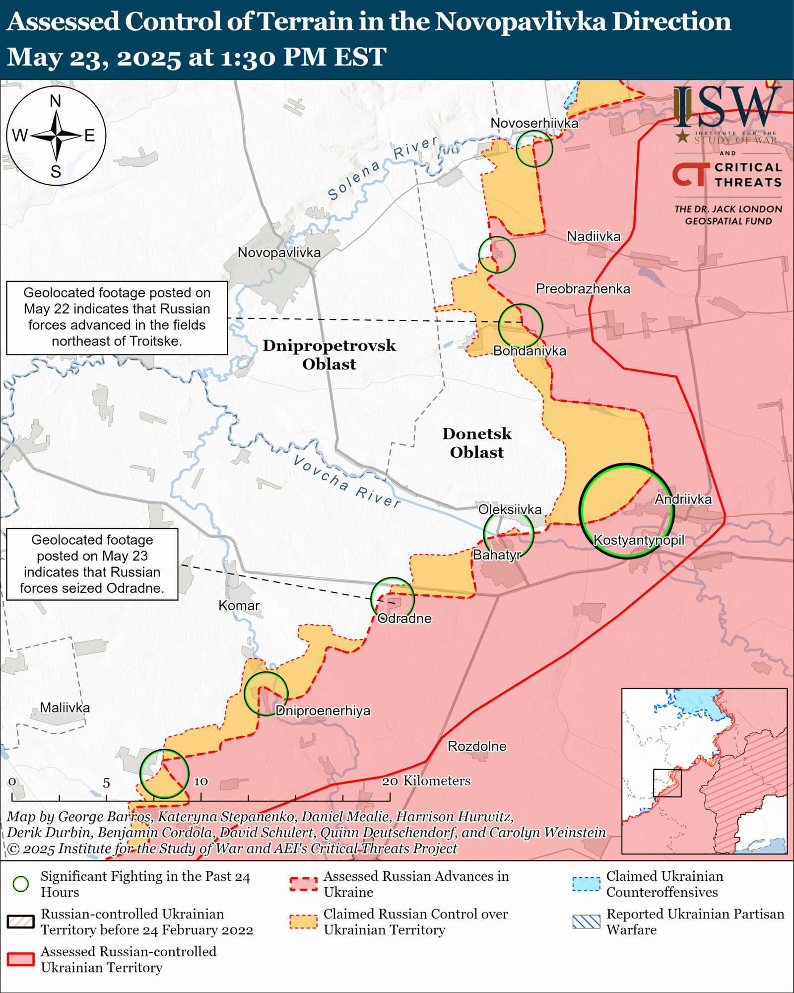 ВСУ продвинулись под Торецком, а Россия давит на двух направлениях – ISW