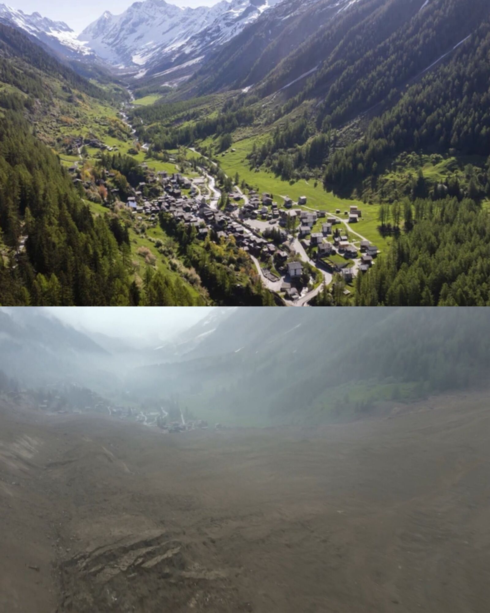 "Произошло немыслимое": обвал ледника в Швейцарии за несколько минут уничтожил деревню. Фото и видео