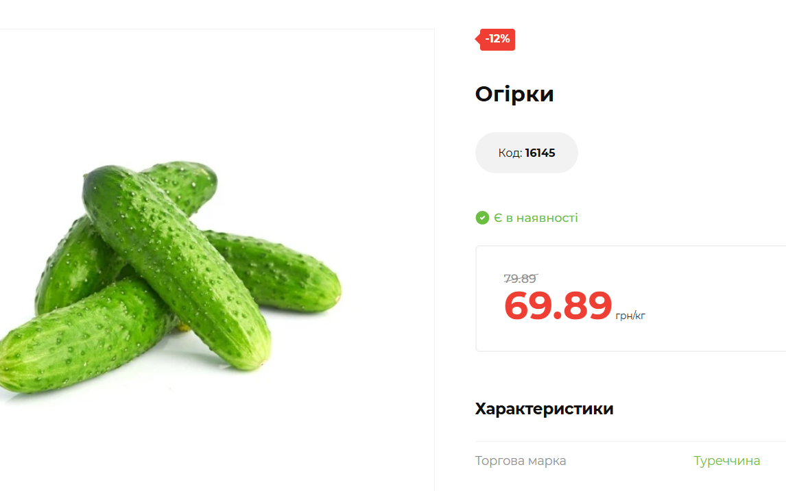 Вартість огірків