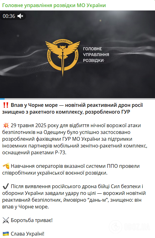 Впав у море: українські військові знищили новітній реактивний дрон РФ із ракетного комплексу, розробленого ГУР. Відео