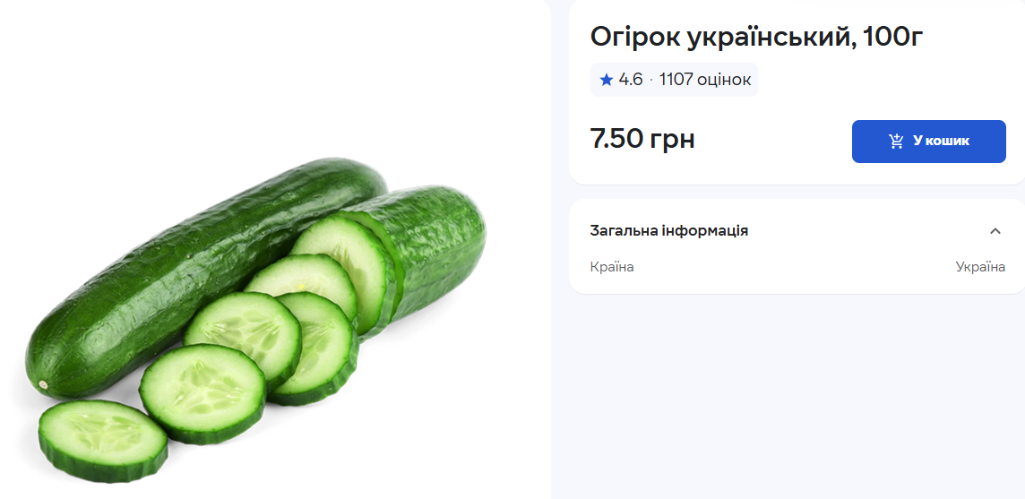 Ціни на огірки в "Сільпо"