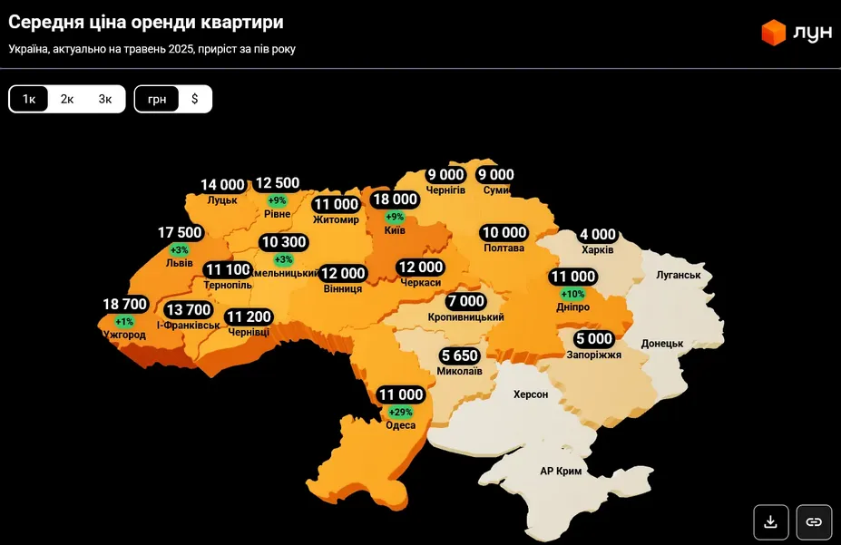 Стоимость аренды 1-комнатных квартир резко переписали
