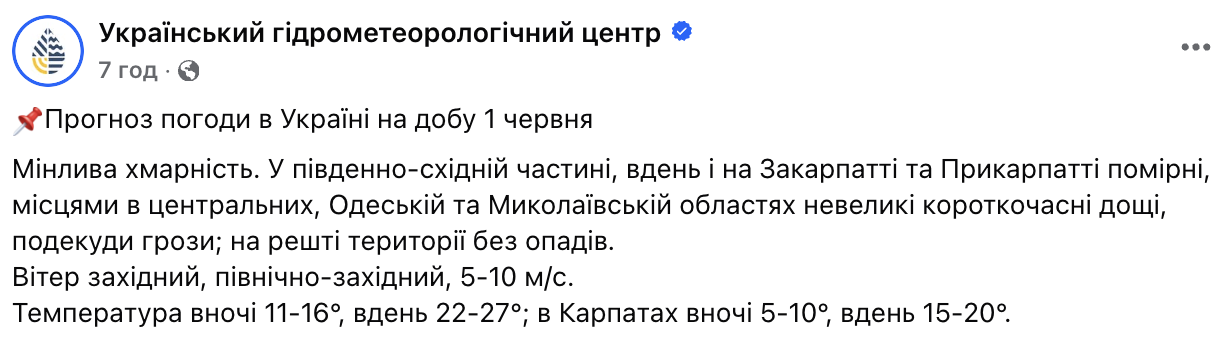 Лето в Украине начнется с умеренных дождей: синоптики дали прогноз погоды на 1 июня