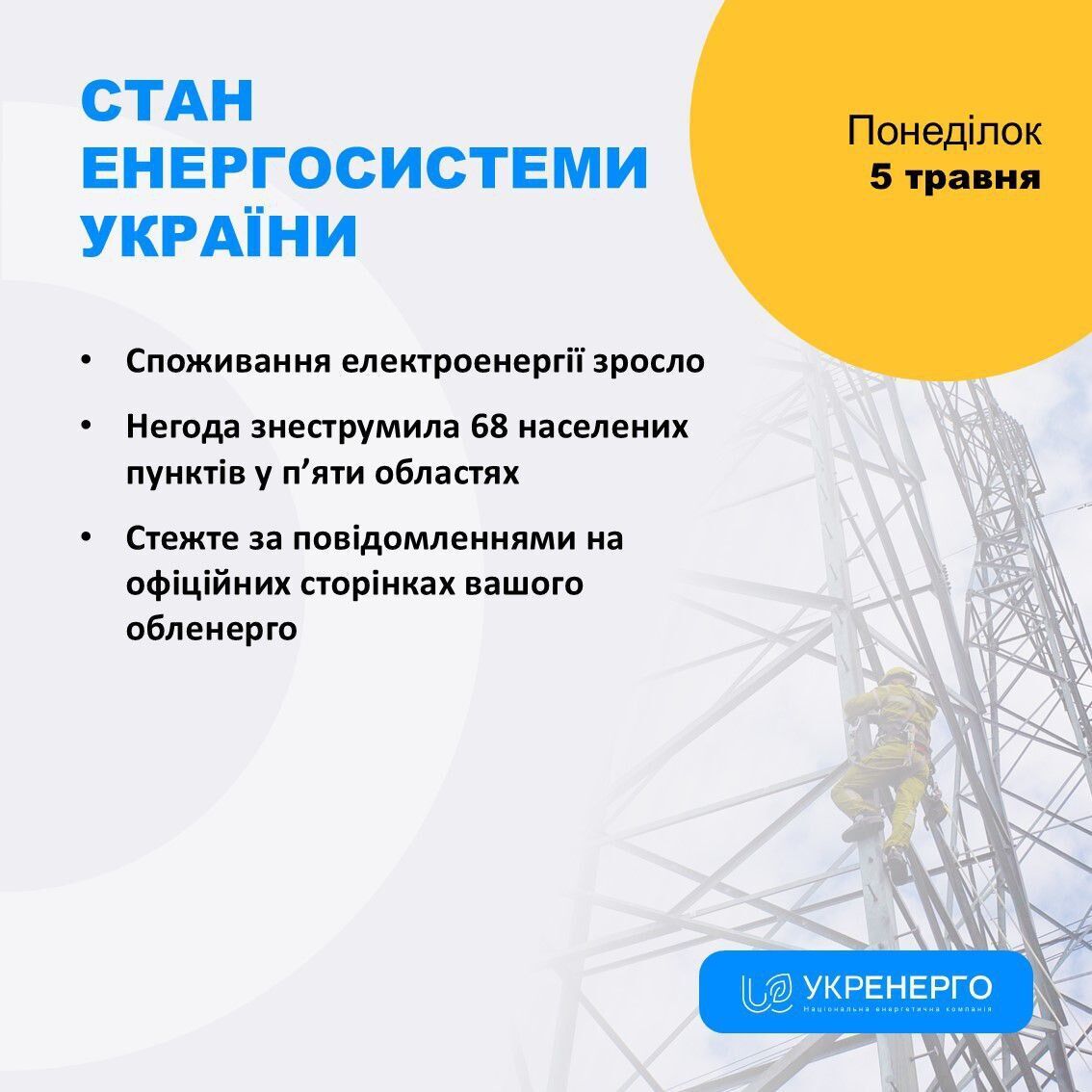 В Україні зросло споживання електроенергії
