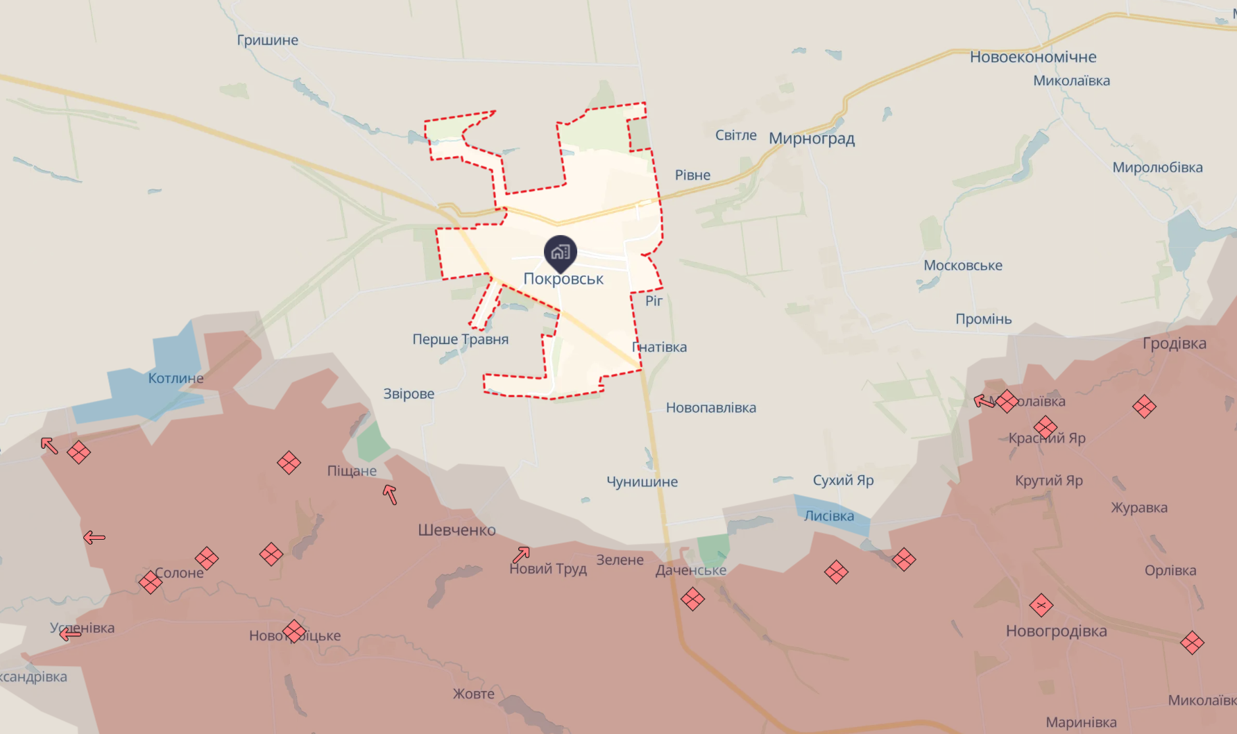 Покровск на карте DeepState.