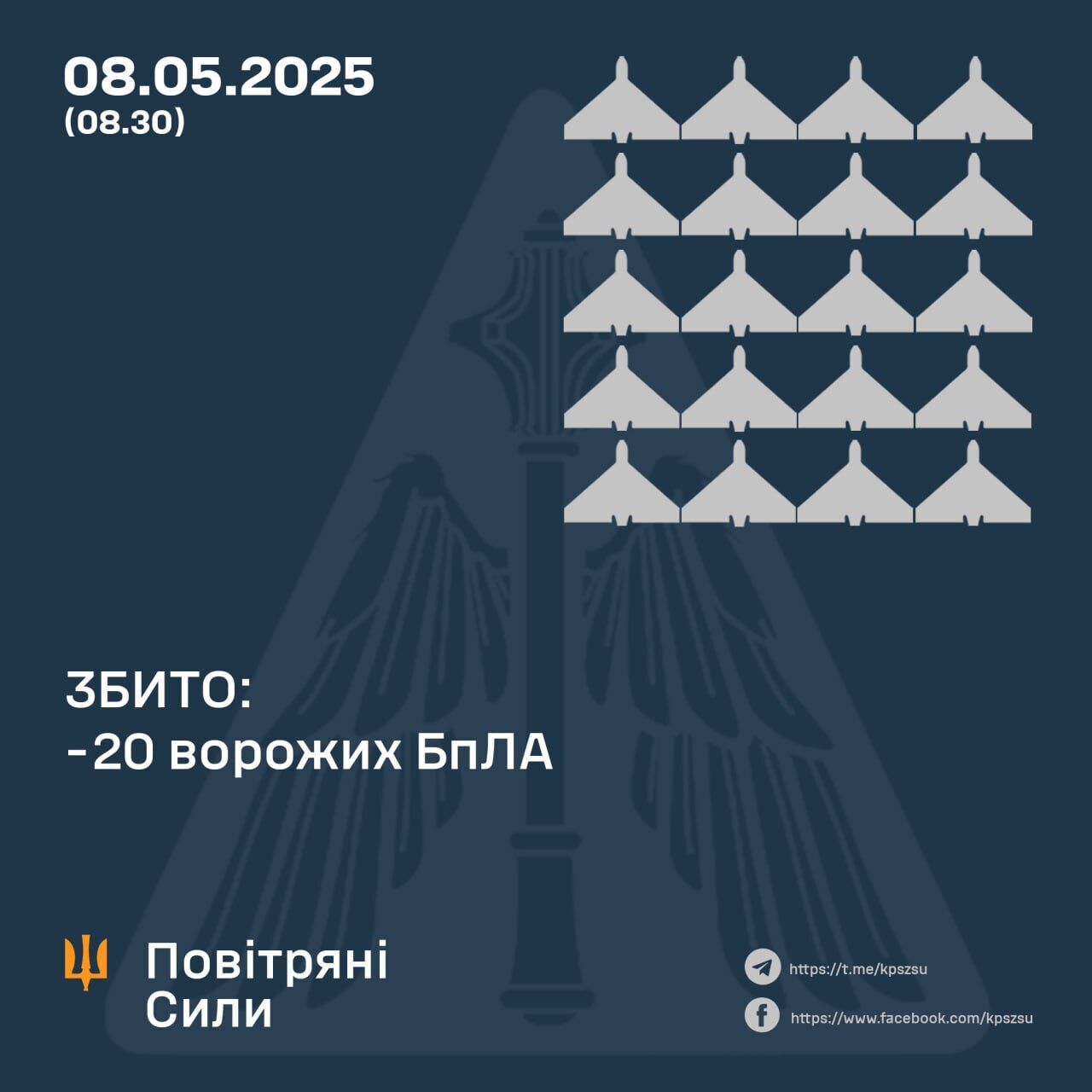 Сили оборони напередодні збили 20 "Шахедів", через атаку РФ постраждала Черкащина