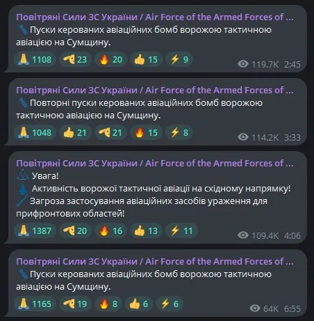 Армія РФ у перші ж години порушила оголошене Путіним "перемир'я": у Повітряних силах повідомили про обстріли Сумщини