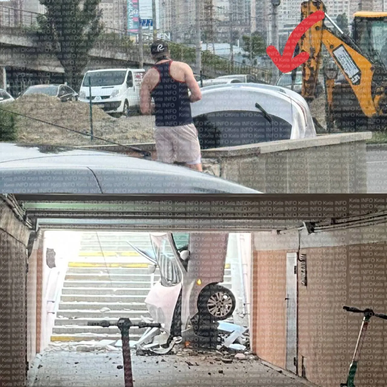 У Києві автомобіль злетів з дороги у підземний перехід і став вертикально. Фото й відео ehirrixxietzrz