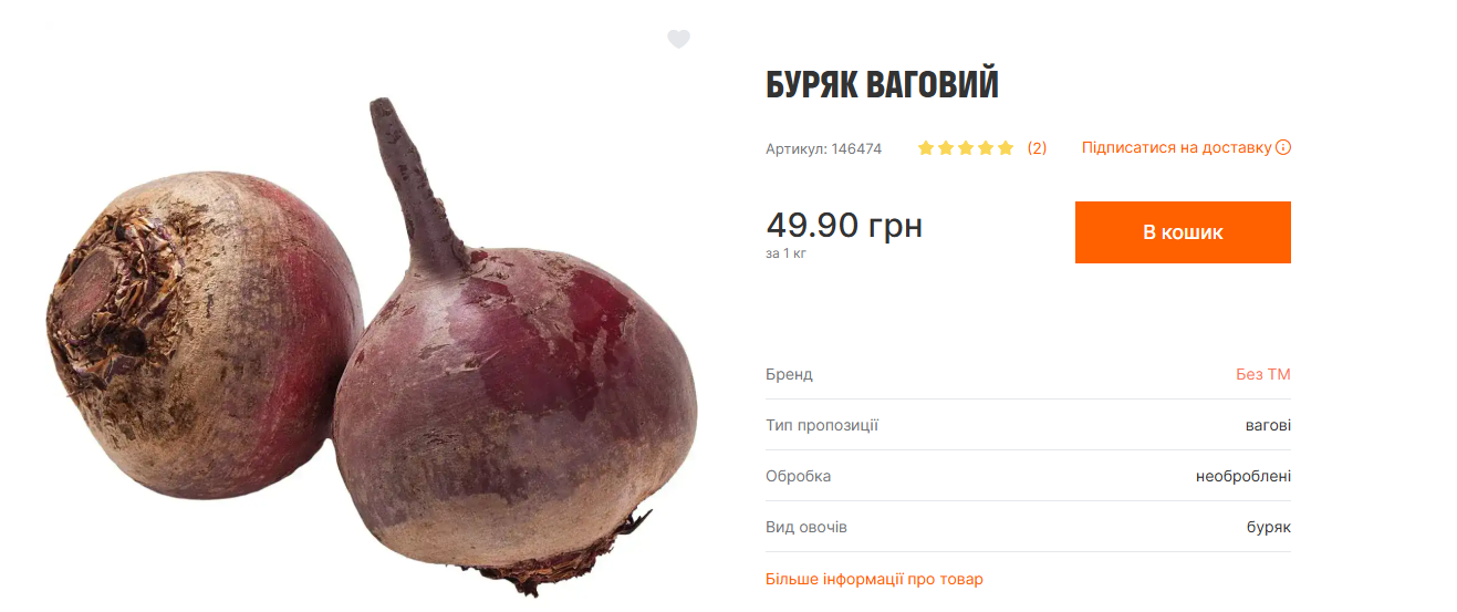 Ціни на буряк у Varus