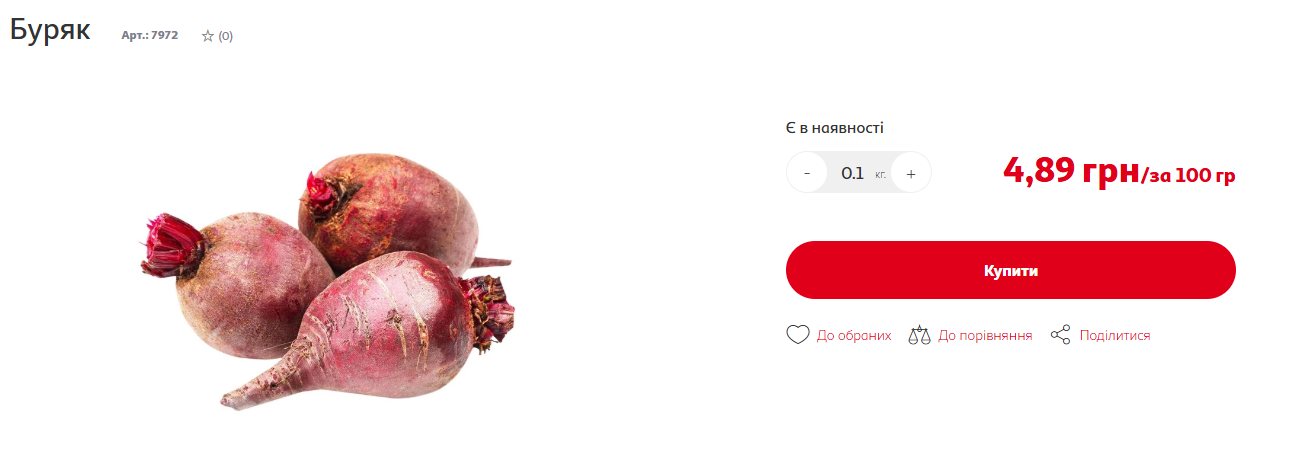 Ціни на буряк в Auchan.