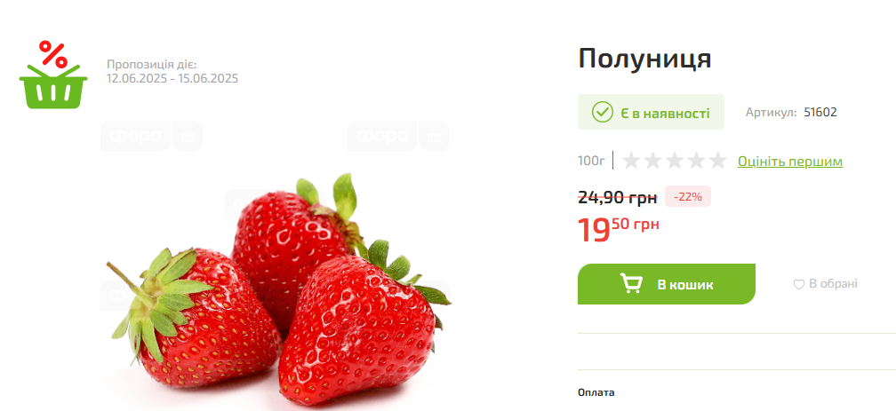 Ціни на полуницю в "Форі".