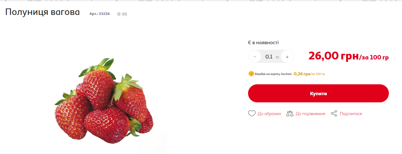 Ціни на полуницю в "Ашані".