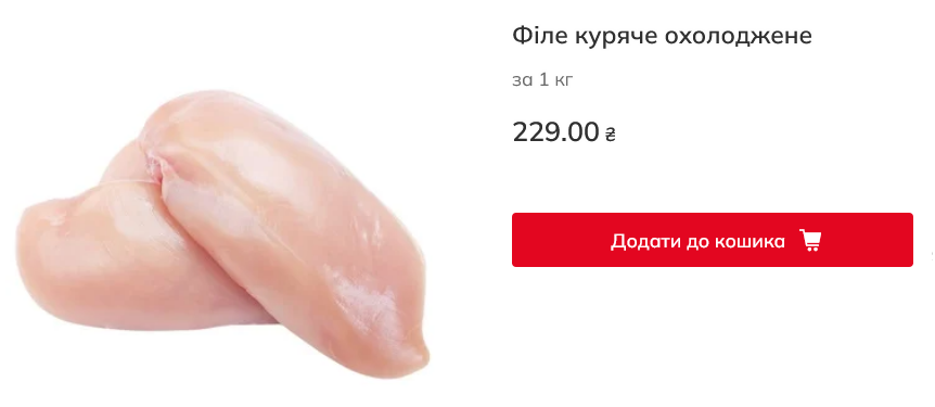 Скільки коштує куряче філе в Auchan