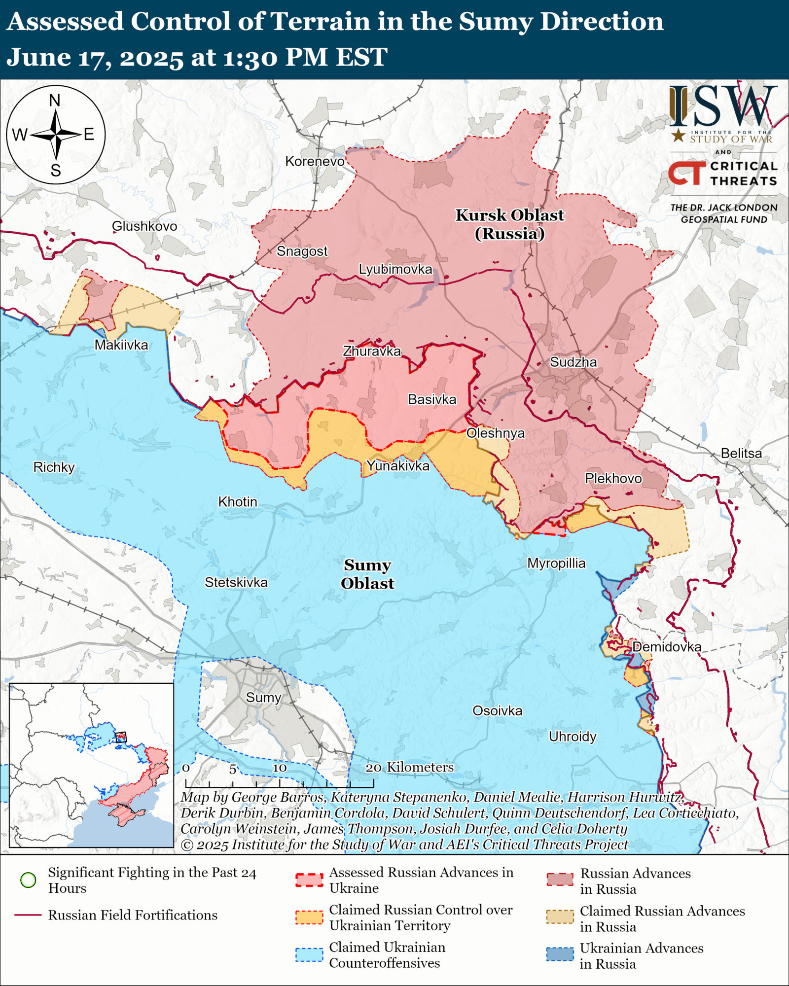 Российские войска продвинулись на нескольких направлениях фронта: в ISW оценили ситуацию. Карта