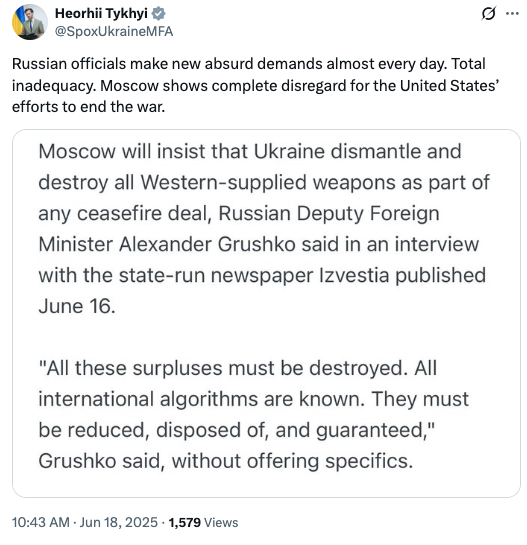 "Повна неадекватність": у МЗС України відповіли на вимоги Росії щодо знищення західної зброї