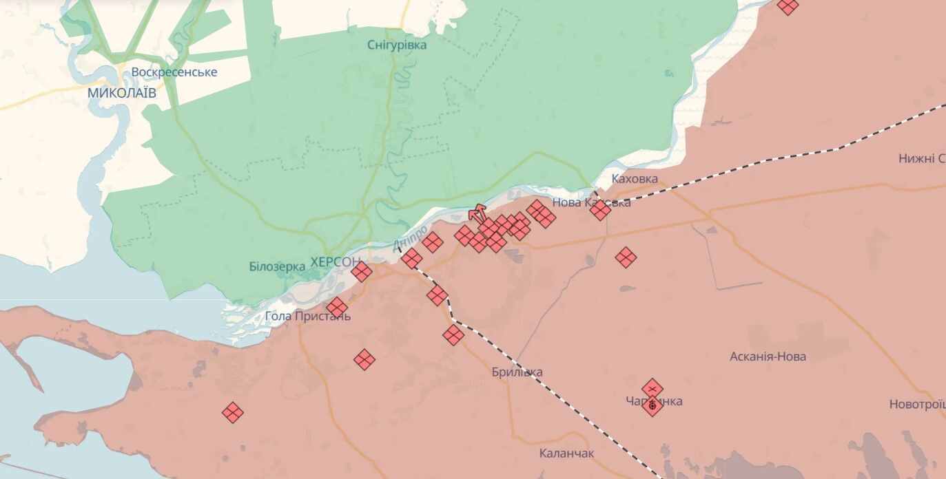 Херсонщина на карте боевых действий