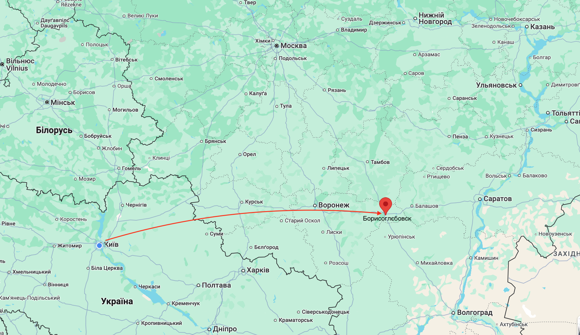 Русский Борисоглебск на карте Google Maps