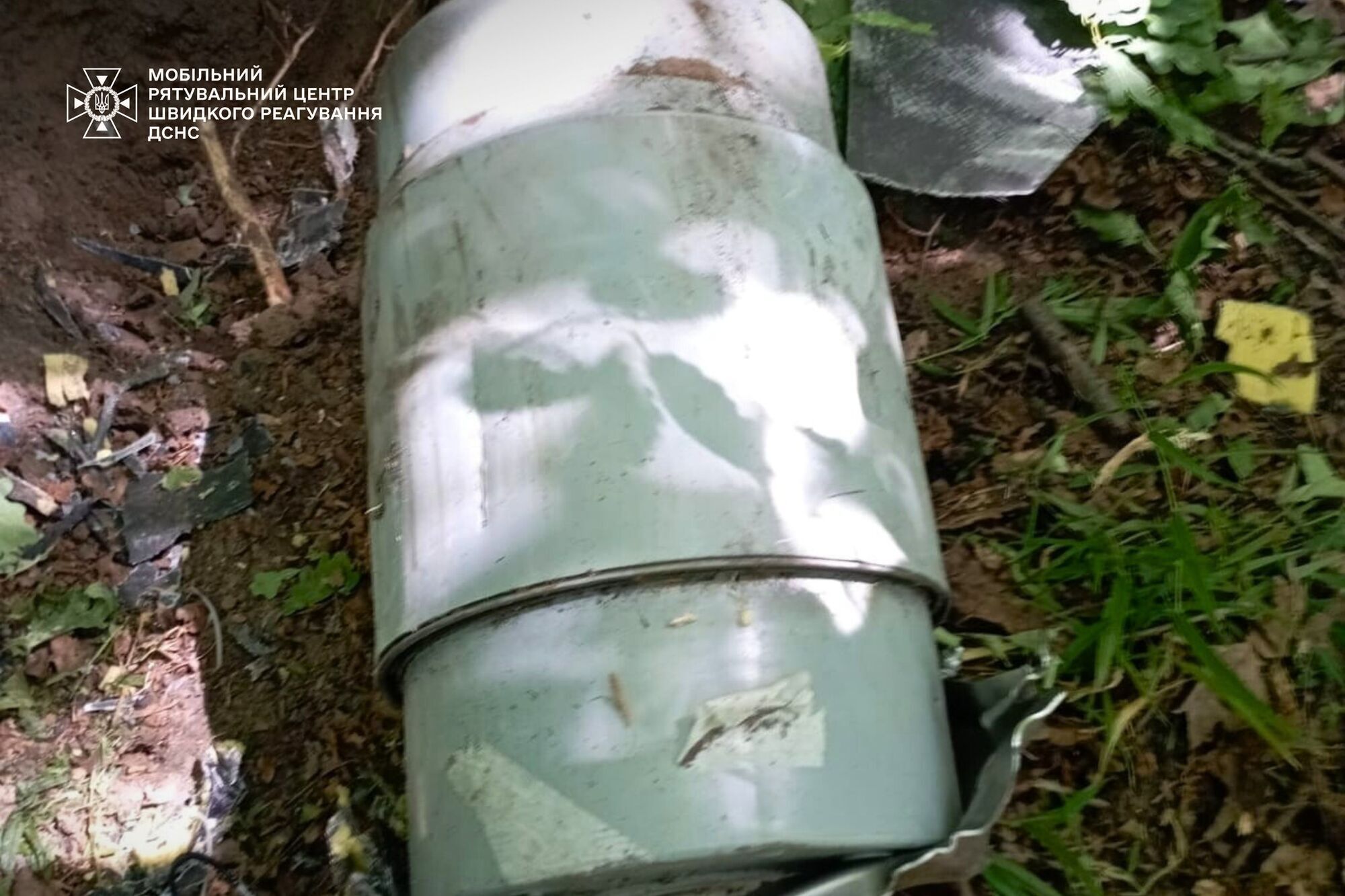 На Київщині чоловік знайшов уламки "Шахеда" з вцілілою бойовою частиною. Фото