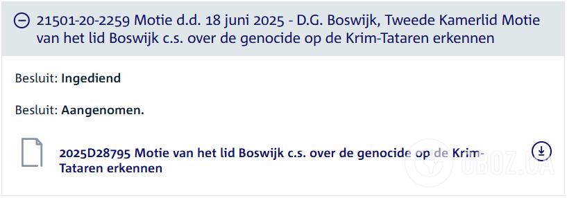 Парламент Нидерландов признал депортацию крымских татар геноцидом: в МИД объяснили, чем важно решение
