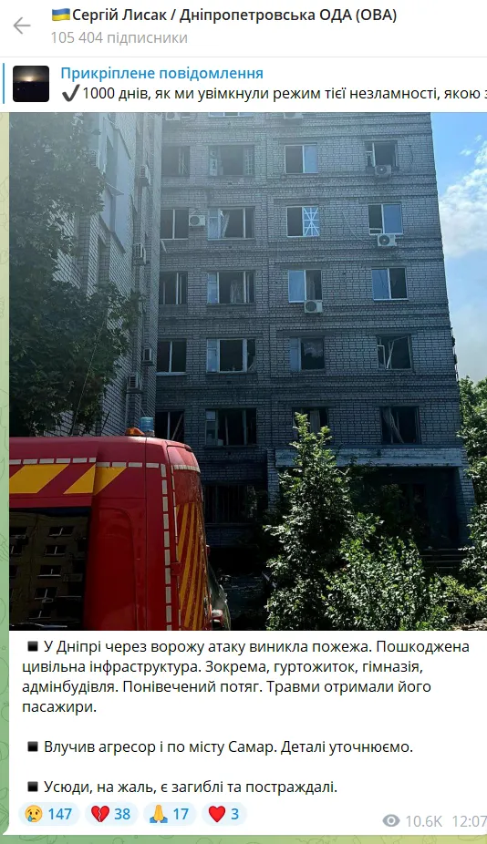 Оккупанты ударили баллистикой по Днепру и Самару: повреждена гражданская инфраструктура, есть жертвы и более 160 раненых. Фото и видео