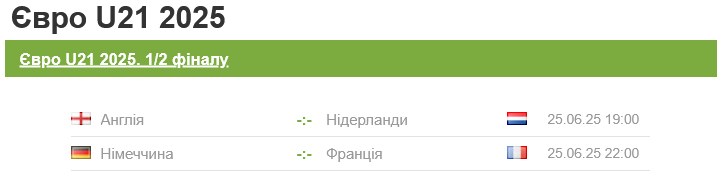 Полуфинальные матчи пройдут 25 июня