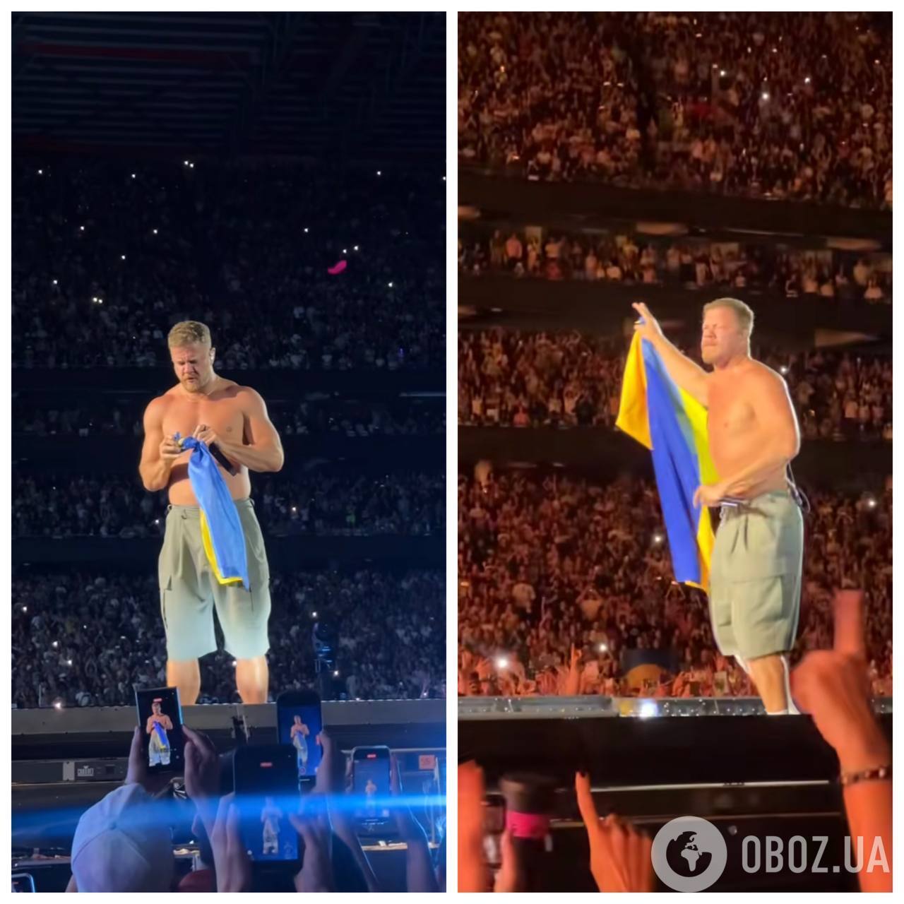 Лидер группы Imagine Dragons поднял два флага Украины на концерте в Португалии. Видео