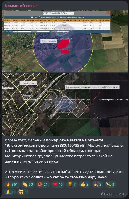 Уся окупована частина Запорізької і Херсонської областей залишилася без світла: що трапилось. Фото