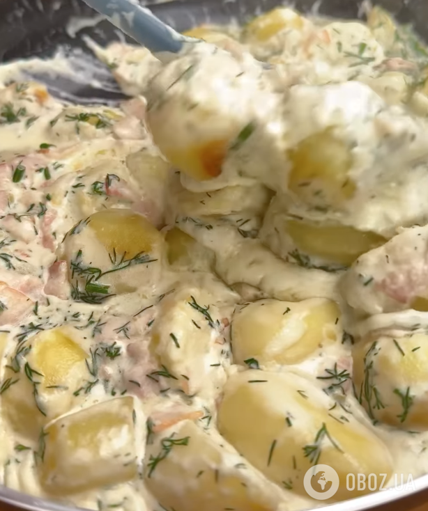 Готовый картофель в сливках