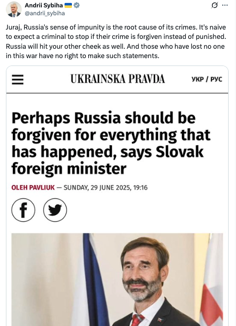 Глава МЗС Словаччини запропонував пробачити Росії: у МЗС України відреагували