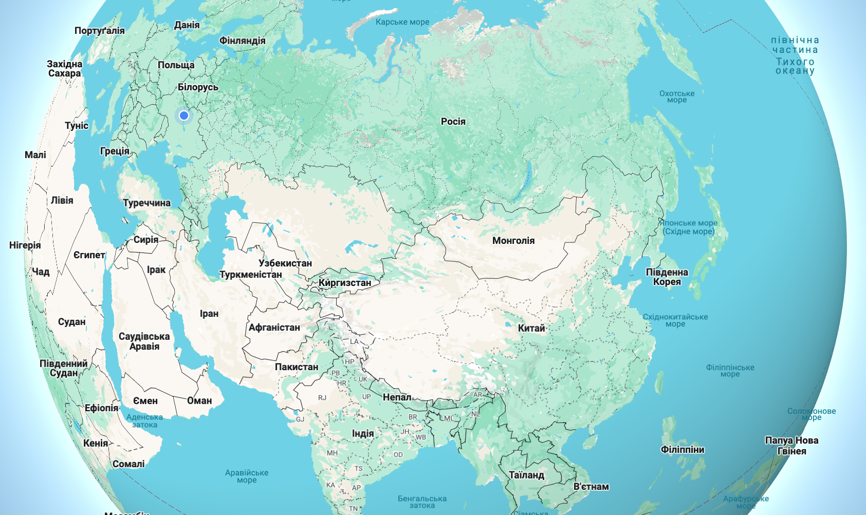Росія та Китай на Google Maps