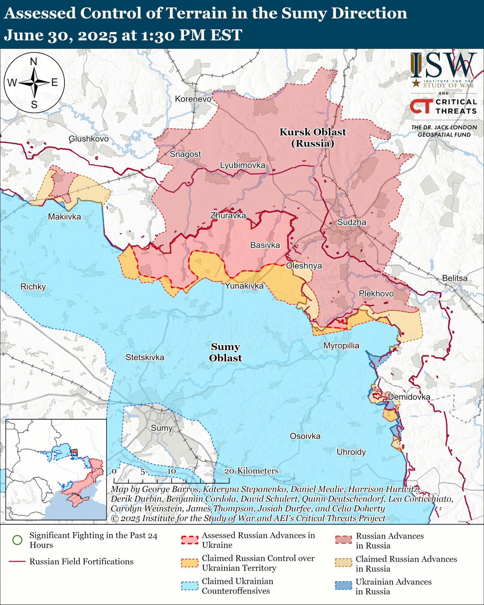 Окупанти просунулися на кількох напрямах фронту:  в ISW оцінили, де найскладніша ситуація. Карта