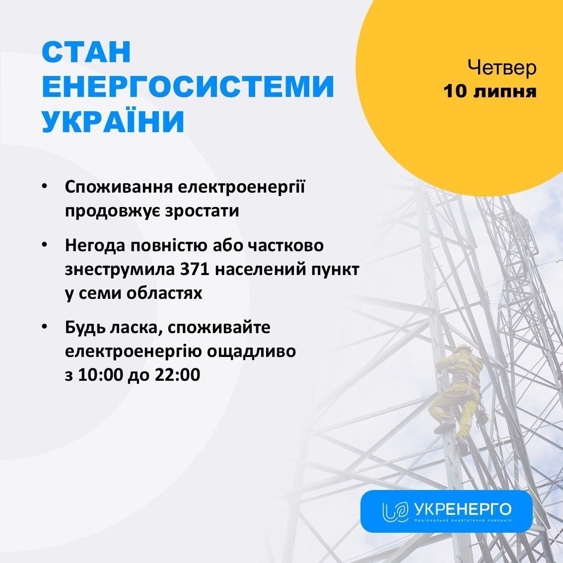 В Україні збільшилося споживання електроенергії