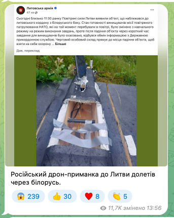 Российский дрон-"приманка" долетел до Литвы: появились подробности. Фото