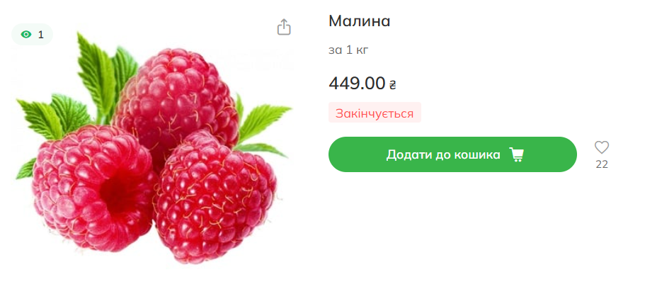 Скільки коштує малина