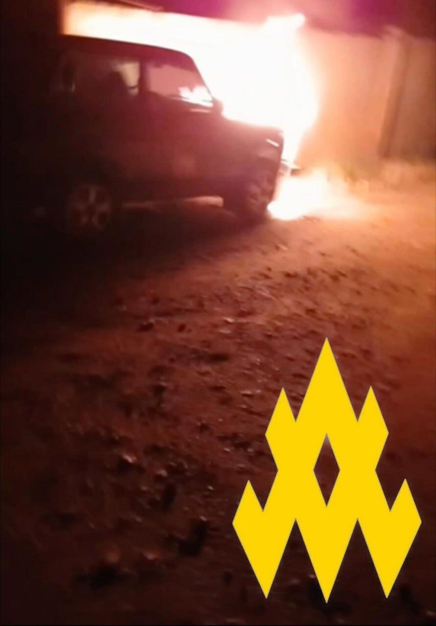 В окупованому Маріуполі агент "Атеш" спалив авто кадировців. Фото