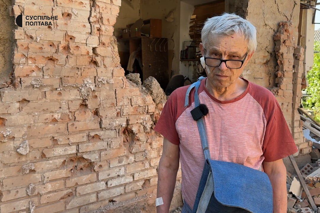 "Стіна упала": чоловік, який постраждав від ворожої атаки на Полтавщину, розповів про момент вибуху. Фото