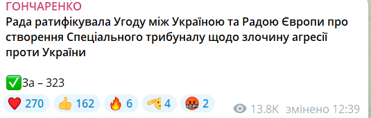 Рада ратифікувала угоду про створення спецтрибуналу щодо злочину агресії проти України: що це означає