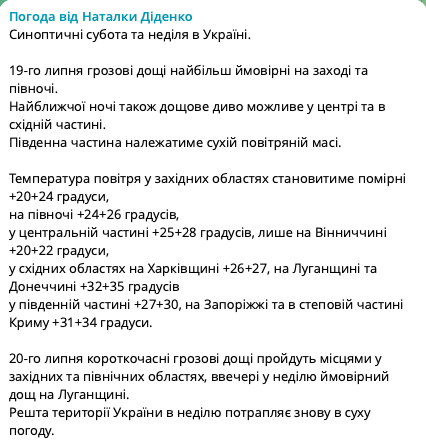 Чи спаде спека в Україні після дощів на вихідних: синоптикиня попередила про "сюрпризи". Карта