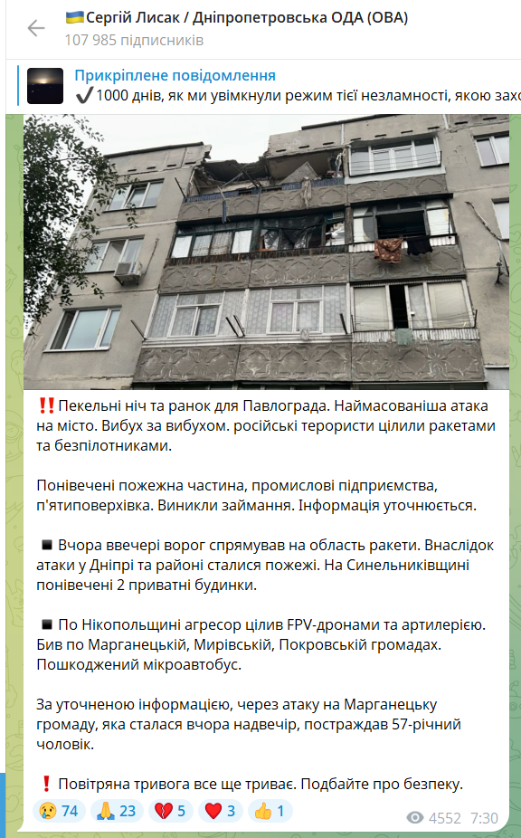 Росія масовано атакувала Україну "Шахедами" і ракетами: спалахнули пожежі, є жертва. Карта