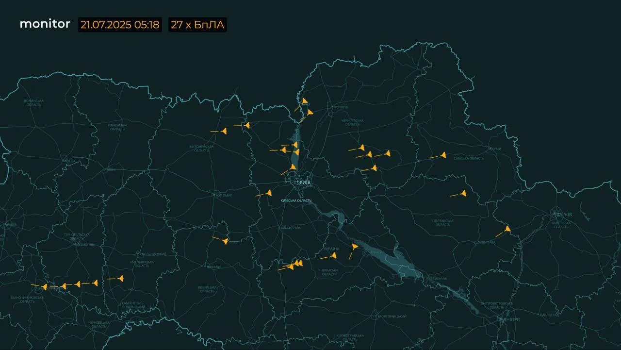 Карта руху Шахедів